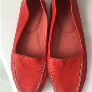 Prada Red Leather Driving Mocassins